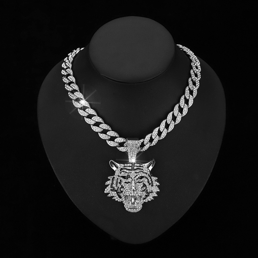 Collar Cubano con Colgante de Tigre 3D en Aleación Estilo Europeo y Americano, Joyería Moderna y Exclusiva para Hombre, Tendencia Hip-Hop