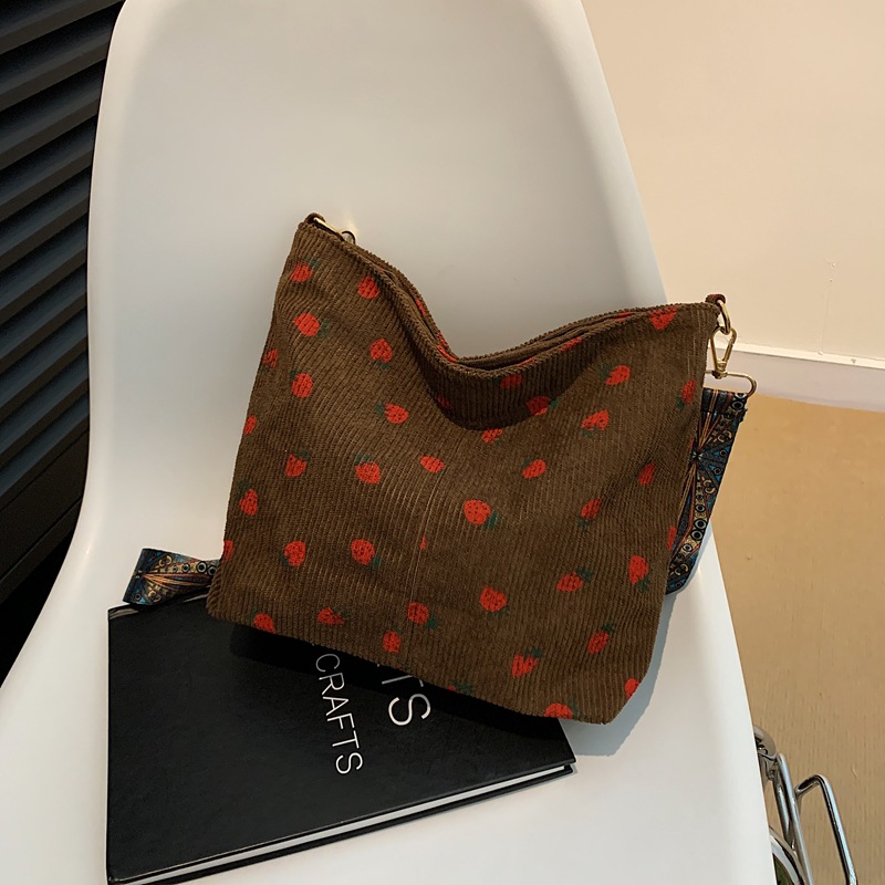 Damen Cord Umhängetasche Mit Erdbeermuster Im Koreanischen Stil_voghion.com