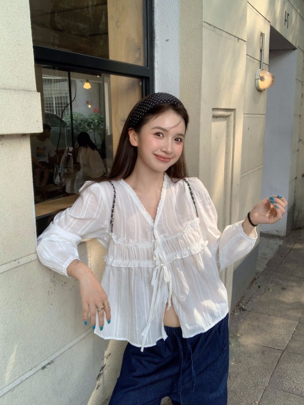 法式甜美防晒白色衬衫女秋季2025新款宽松显瘦休闲简约百搭上衣潮|undefined