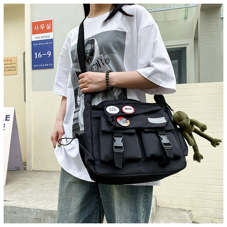 Korean ins fashion single-shoulder crossbody bag, trendy brand color sports bag, middle and high school schoolbag, college student class backpack undefined