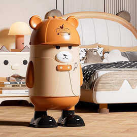 卡通熊创意高颜值垃圾桶大容量家用卧室客厅卫生间大号带盖垃圾桶