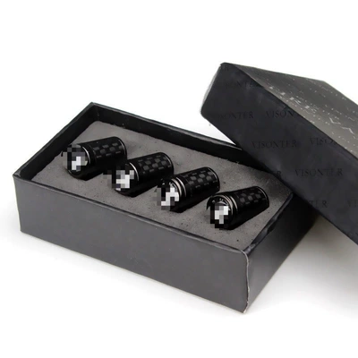 Suitable for Bmw 1 Series valve - carbon-fiber-titanium-black-bmw-grid-black-white-emblem-4-pieces