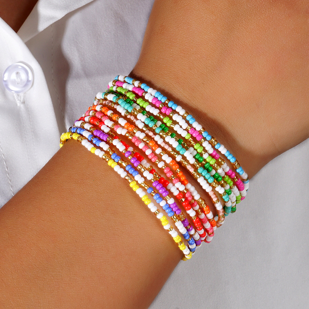 6g Weight Bracelets Classification Seed Bead Chain Material Beaded Chain Chain Type 1 Piece Quantity Holiday, Daily Occasion Seed Bead Material Geometric Pattern Women's Gender Casual, Simple Style Style Beaded, Handmade Craft Casual Simple Style Geometric Seed Bead Wholesale Bracelets 2