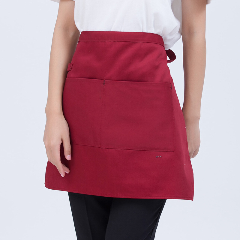 Delantal corto, estilo simple, uniforme de trabajo para camareros de restaurante, universal para hoteles y salones de té, con logo impreso y bordado