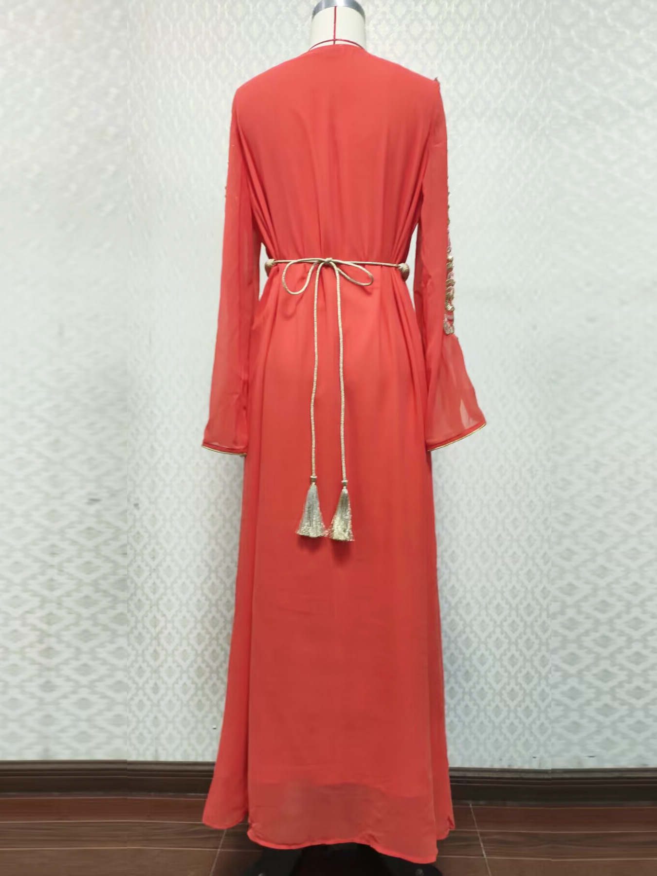 3737 Gurban Arab Dubai Foreign Trade Embroidery Appliqué Dress Muslim Party Dinner Robe