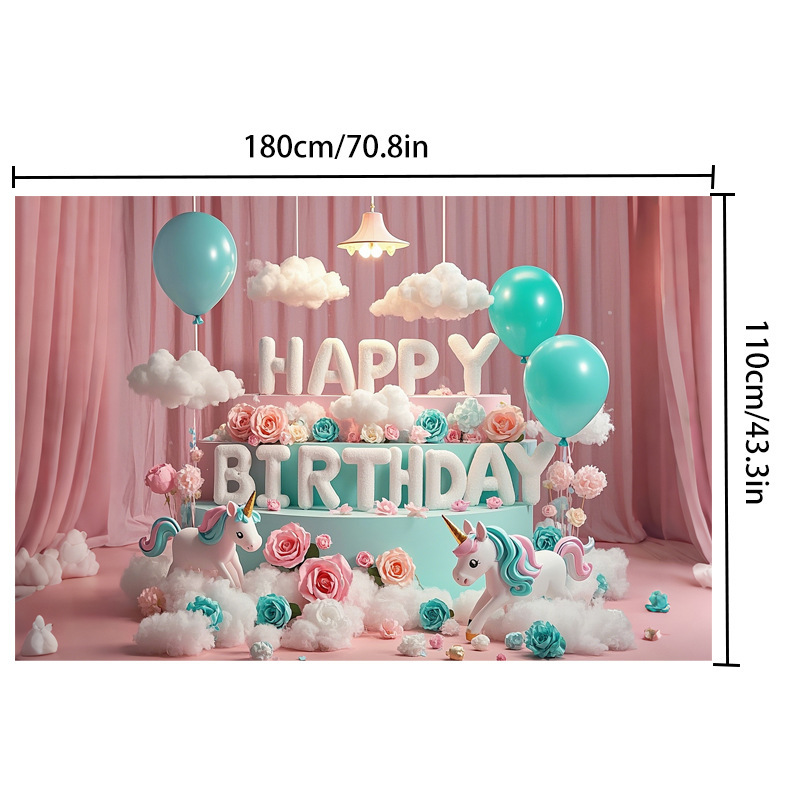 Fondo de cumpleaños para niños de unicornio transfronterizo fiesta de la pancarta de comercio exterior de Amazon fotografía de la tela de fondo accesorios de la foto