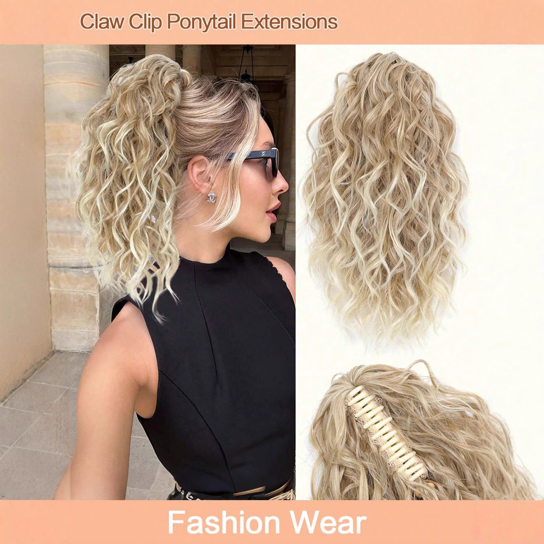 Cross-Border Foreign Trade European And American Hot-Selling Short Curly Hair Claw Clip Drawstring Ponytail_voghion.com
