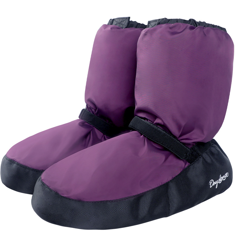 Venta al por mayor zapatos de práctica de danza para adultos zapatos de algodón de protección de pie de suela gruesa de invierno para mujer zapatos de ballet con forro polar botas de tobillo de baile cálido