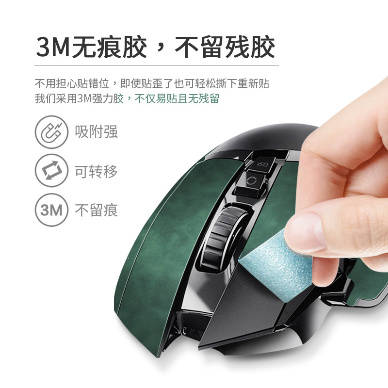 现货适用于罗技G502X鼠标贴贴纸防滑防水超纤皮革吸汗游戏电竞贴|ru