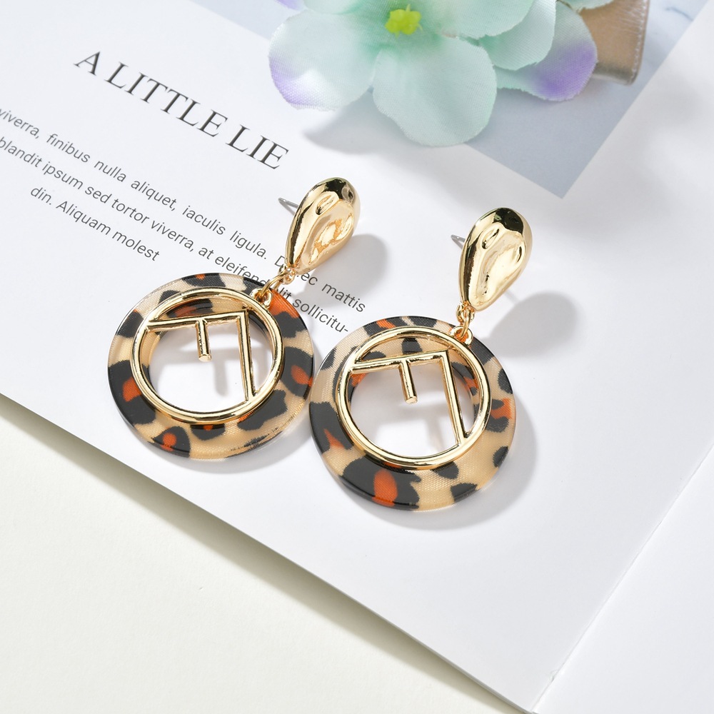 Earrings Classification Anniversary, Business, Wedding, Travel, Birthday, Festival Occasion Metal Letter Retro Acrylic Leopard Print Earrings