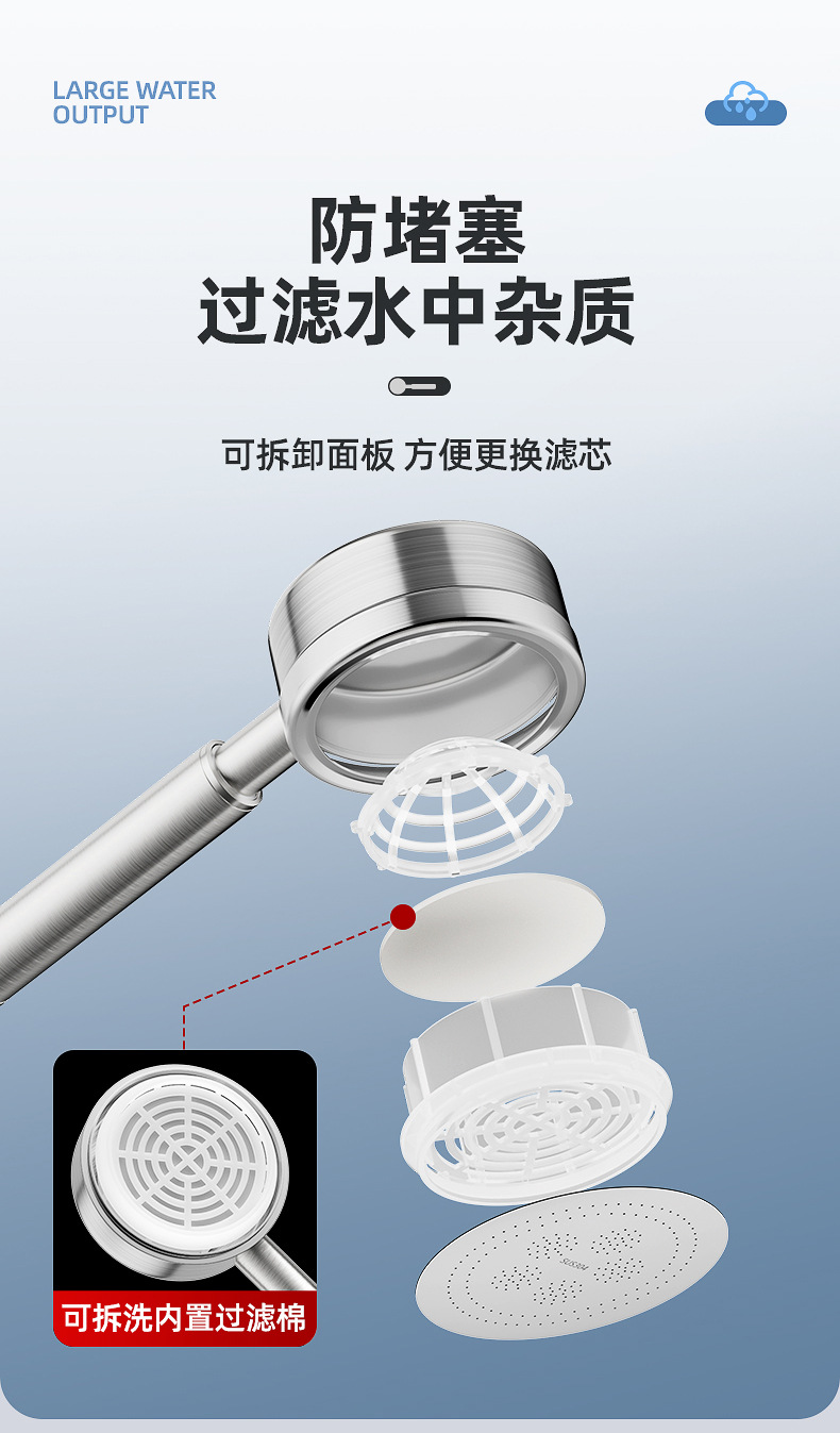 304 stainless steel powerful pressurized showerhead, household shower head, hose, bath set, shower head undefined