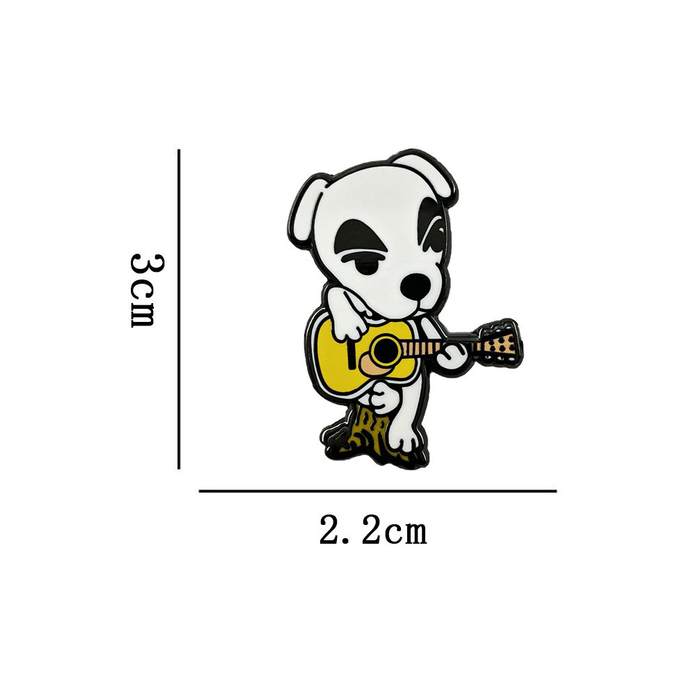 Animal Crossing Brooch Classic Anime Character Enamel Pin Guitar Playing Dog Badge Game Merchandise Collectible Gift