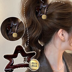 金标五角星高马尾抓夹女高级感2025新款后脑勺盘发鲨鱼夹发夹发饰