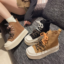 高帮鞋女款2024秋季新款美式高街百搭厚底鞋子爆款休闲板鞋ins潮