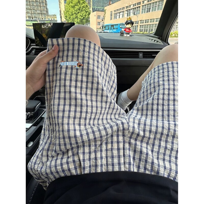 Dachshund Plaid Shorts for Men, Summer Thin Quick-Dry Loose Fit Five-Point Pants, Trendy Wide-Leg Beach Casual Pants Dachshund Plaid Shorts for Men, Summer Thin Quick-Dry Loose Fit Five-Point Pants, Trendy Wide-Leg Beach Casual Pants