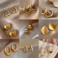 时尚百搭几何耳钉小众设计感耳坠网红气质新款高级感金属耳环耳饰