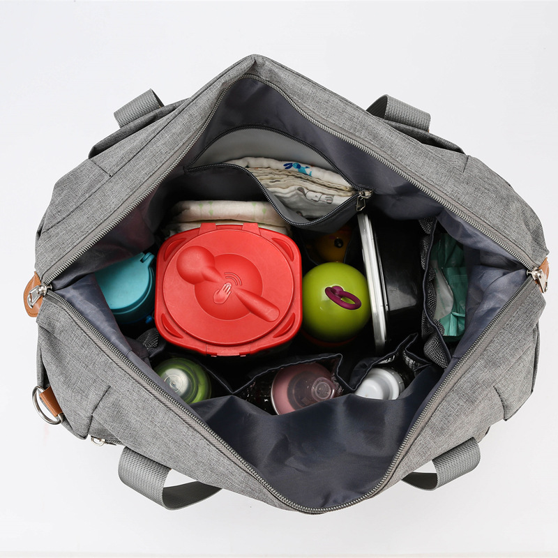 Bolsa portátil para mamás con separación seca y húmeda a prueba de salpicaduras, bolsa de almacenamiento para biberones de bebé con varilla de tracción multifuncional