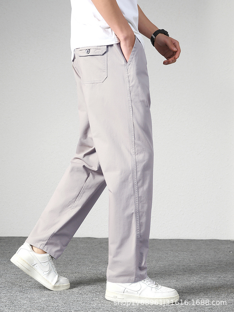 Pantalones casuales de los hombres de Zoruan pantalones de los hombres de primavera pantalones sueltos rectos de mediana edad pantalones elásticos de algodón Pantalones