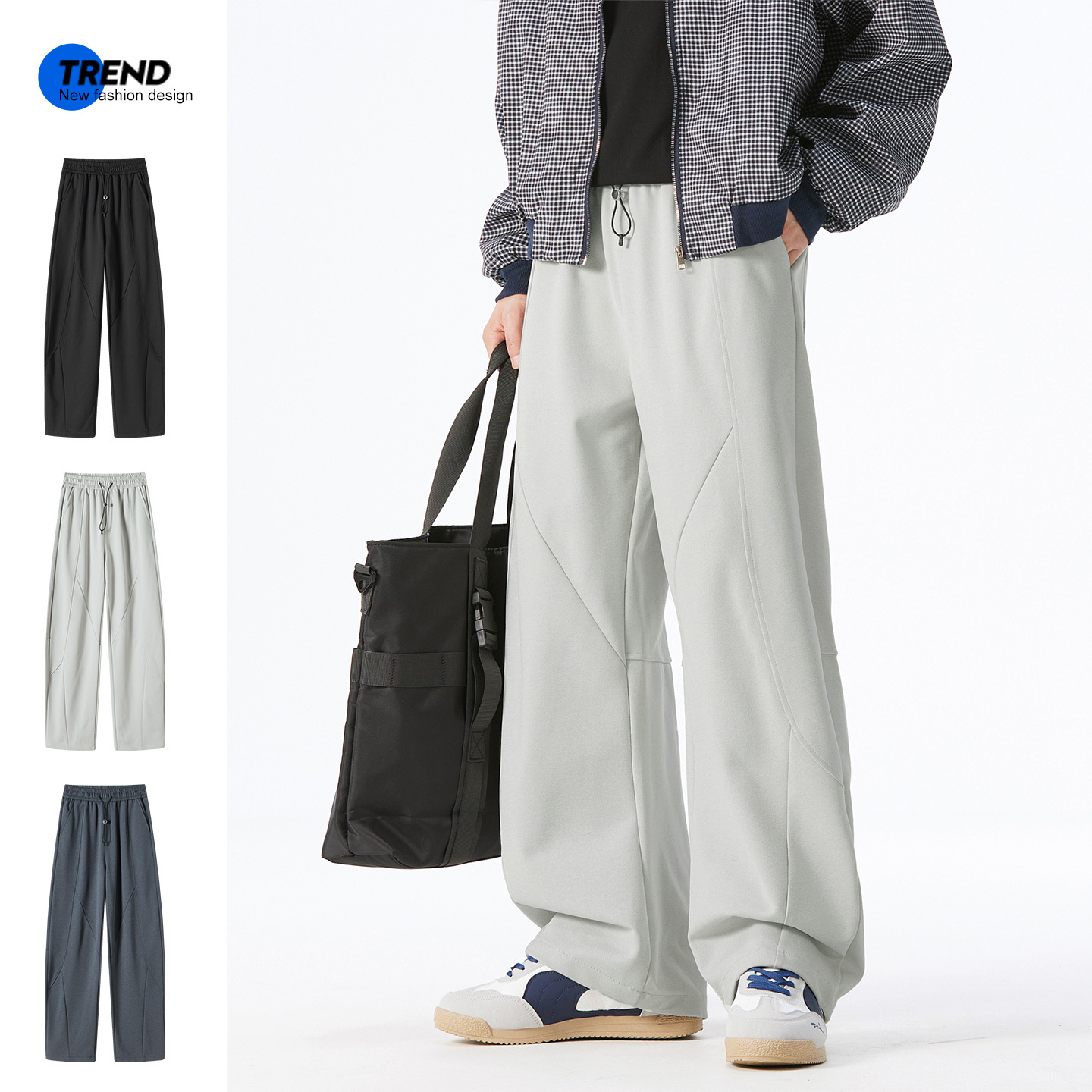 Men's Casual Pants 2025 Autumn Light Outdoor Hiking Loose Straight Long Pants Fashion Trendy Versatile Solid Color Sports Pants