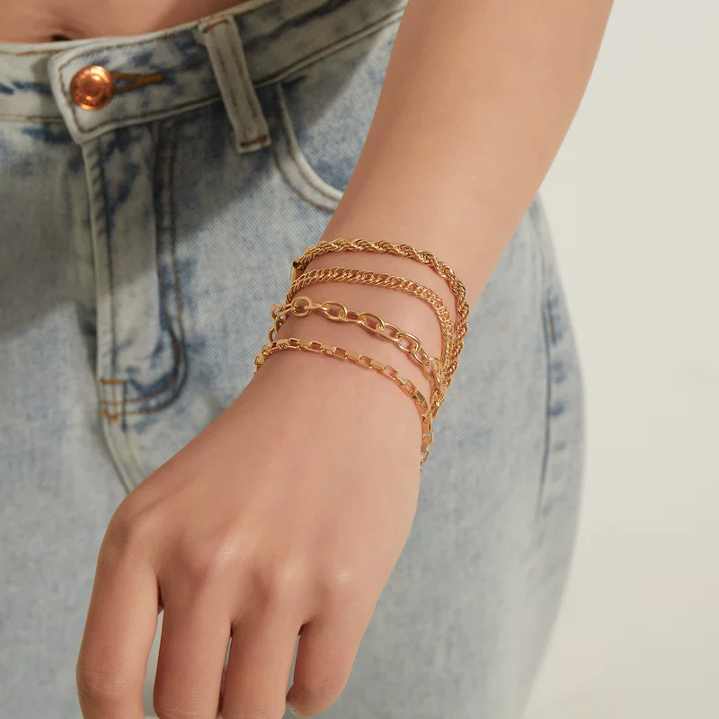 Fashionable accessory, trend bracelet, chain, set, European style, simple and elegant design, Amazon