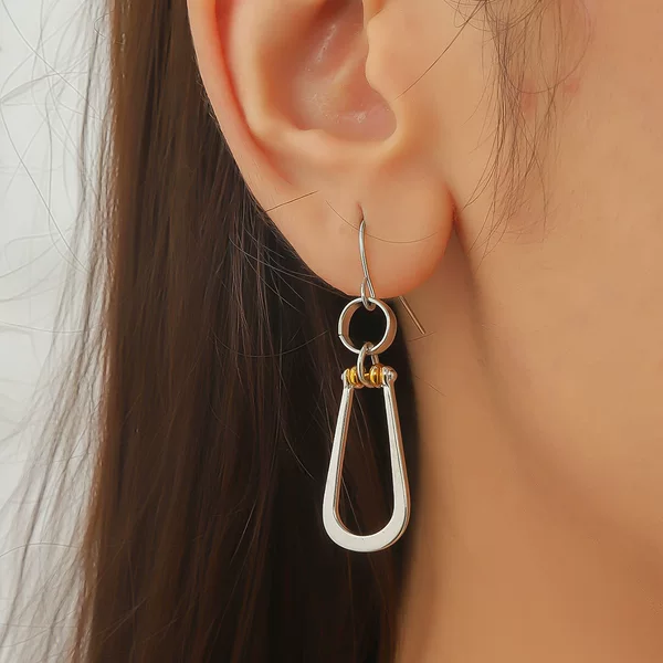 Junyi cross-border temu best selling hi-yin explosions hollow round drop-shaped two-color pendant earrings ear hook wholesale