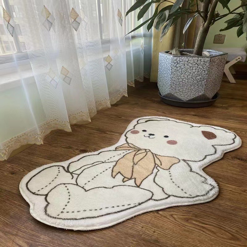 Cartoon carpet made of faux fur for bed