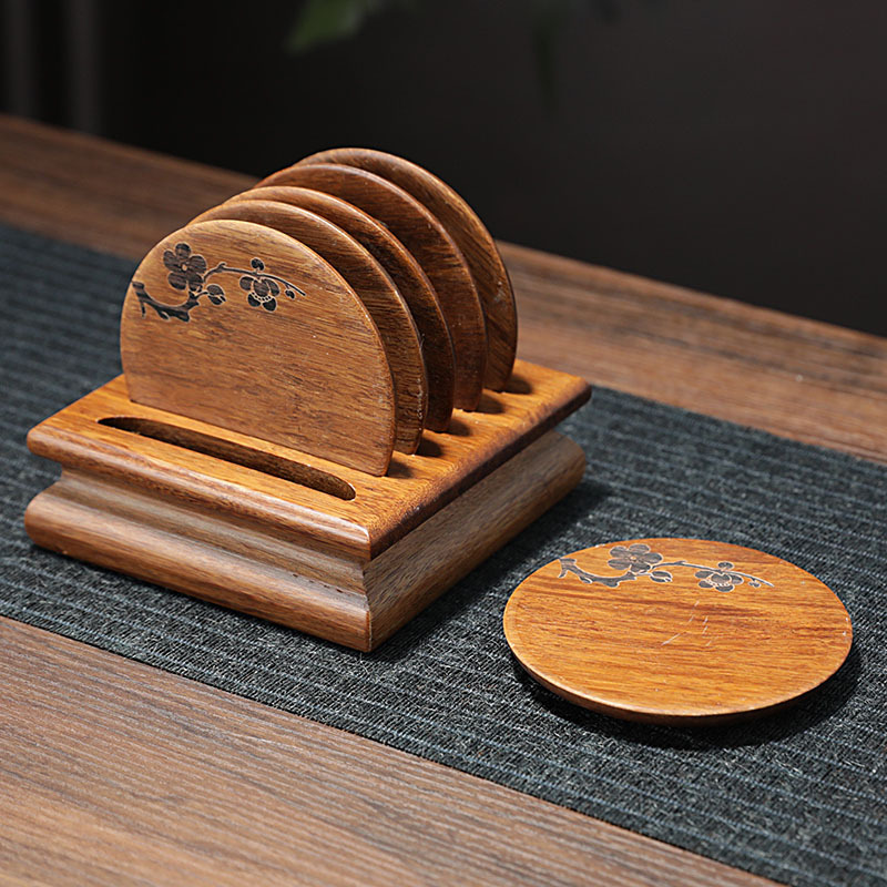 Accesorios de té de kung fu transfronterizos Taza de bambú y madera almohadilla de soporte de taza de té aislante térmico pequeño soporte de taza de té anticaldor redondo ceremonia de té doméstica