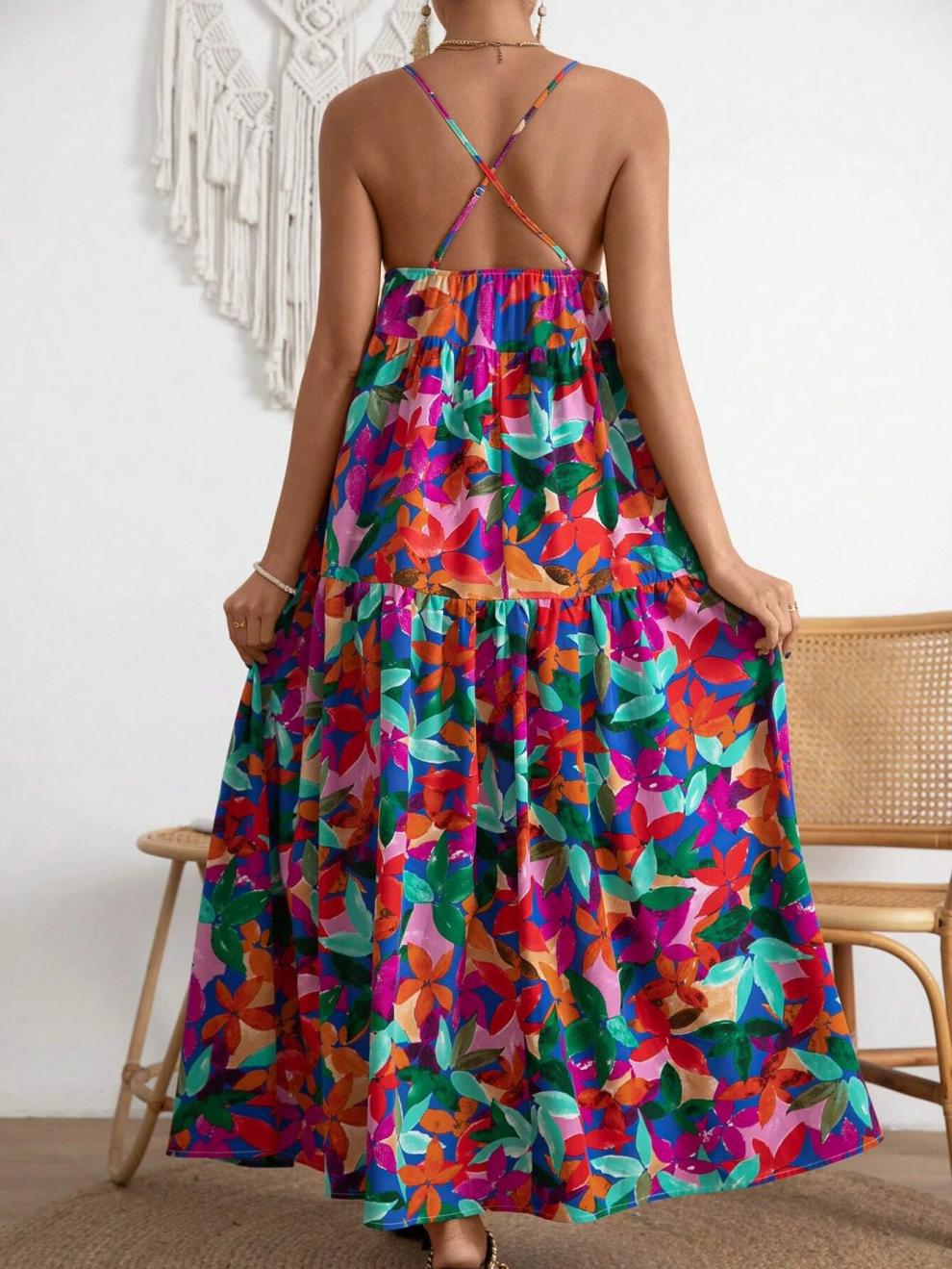 Maxi Long Dress Dress Length Type Wholesale Women's Casual Vacation Streetwear Multicolor Floral Holiday Banquet Selfie Strap Sleeveless Strap Dress