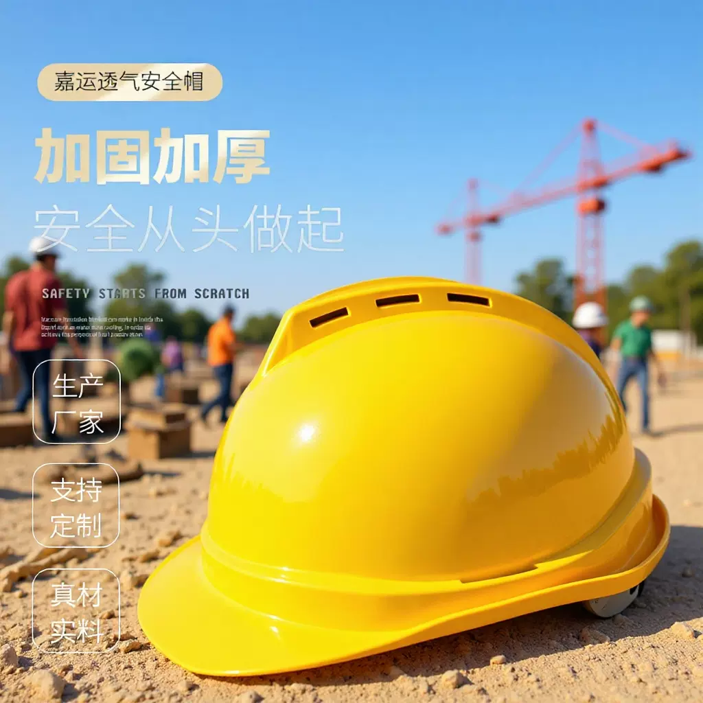 安全帽工地国标V型ABS透气建筑施工防砸印字电绝缘帽厂量大优防护