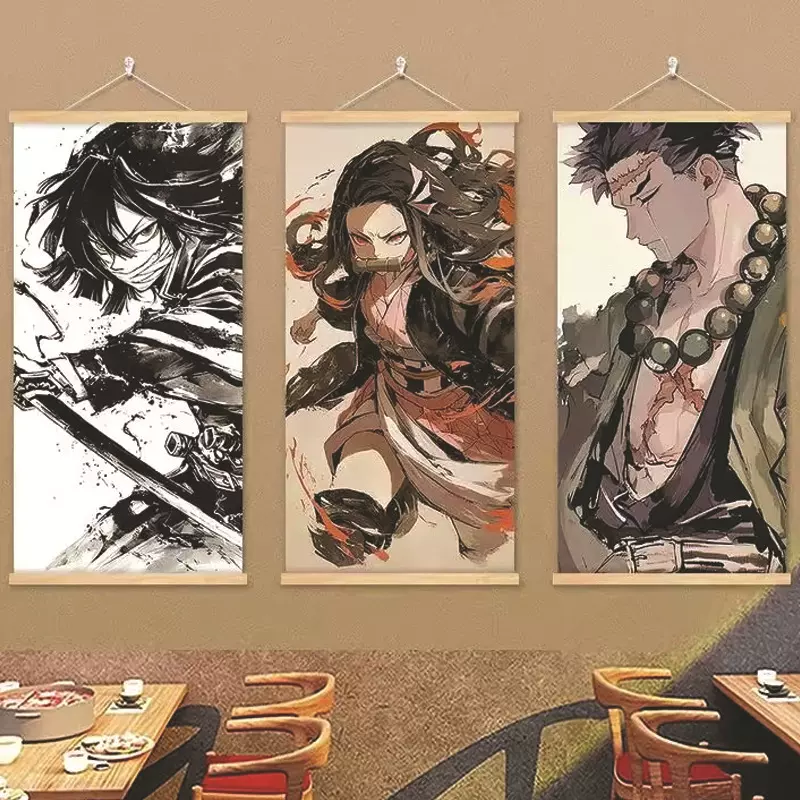 鬼灭之刃挂画动漫周边客厅挂画高级感装饰画二次元海报可更换画芯