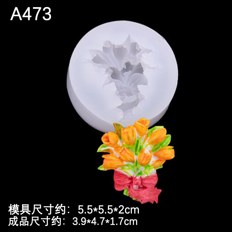 Simulación tridimensional ramo de silicona molde tulipán ramo de silicona molde aromaterapia vela yeso epoxi molde