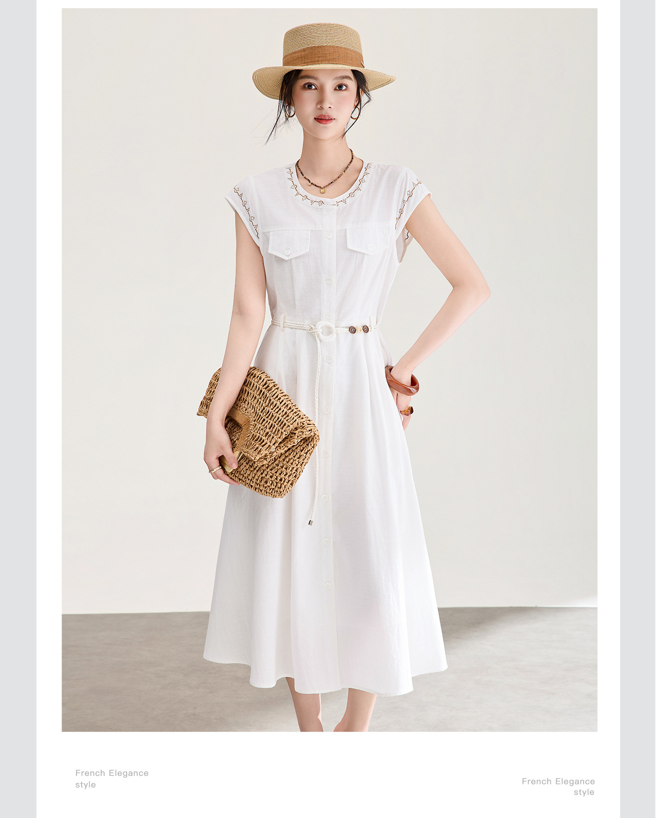 Đầm maxi nữ thắt eo chất liệu tơ tằm phối ren thêu hoa, dáng suông nhẹ, tay ngắn — màu sắc chi tiết 8