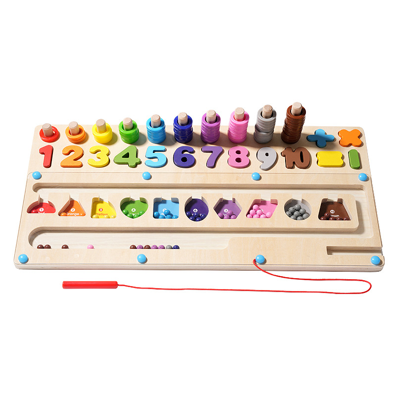 Logarítmico tablero carro laberinto juego de madera cantidad magnética de los niños cantidad magnética color conteo clasificación aritmética bloque de construcción