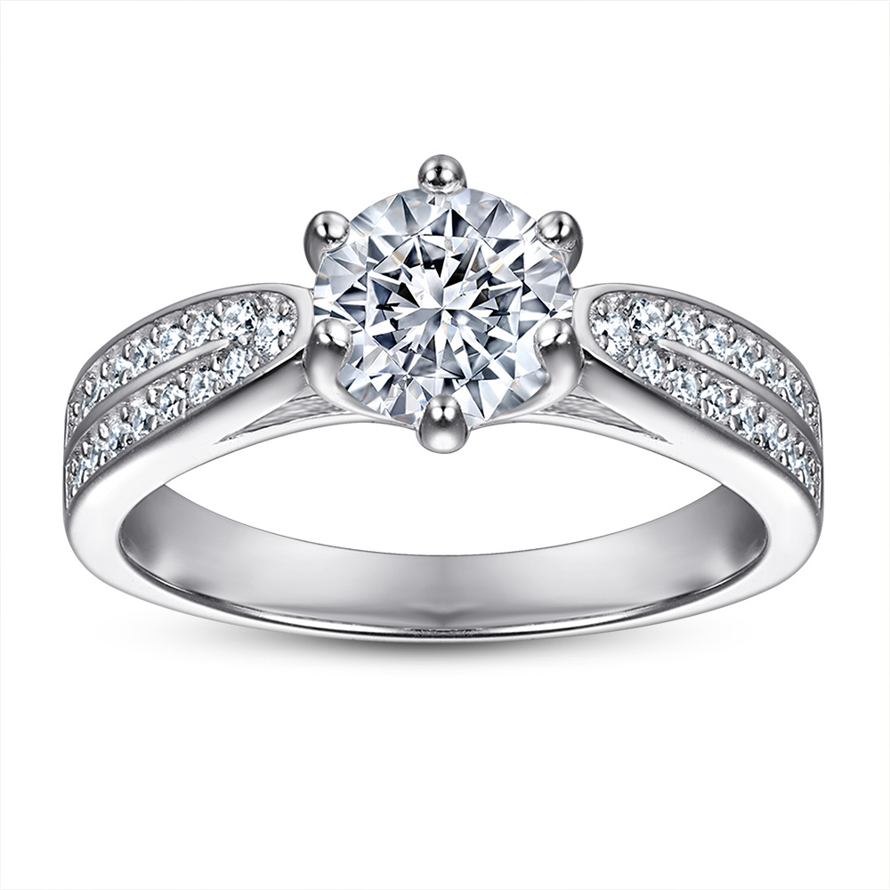 Tonglin europeo y americano nuevo anillo de Plata de Ley 925 anillo de combinación de las mujeres anillo de compromiso de boda anillo de circón al por mayor