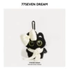 Keychain big-eyed cat + white knotted scarf