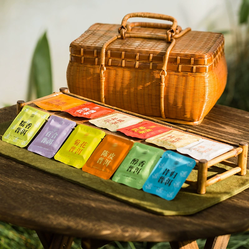 Новый Пуэр Маленький квадратный чайный пакетик Pericarpium Citri Reticulatae Белый чай Роза Пуэр Османтус Черный чай 12 вкусов Чистый красный ежедневный чай