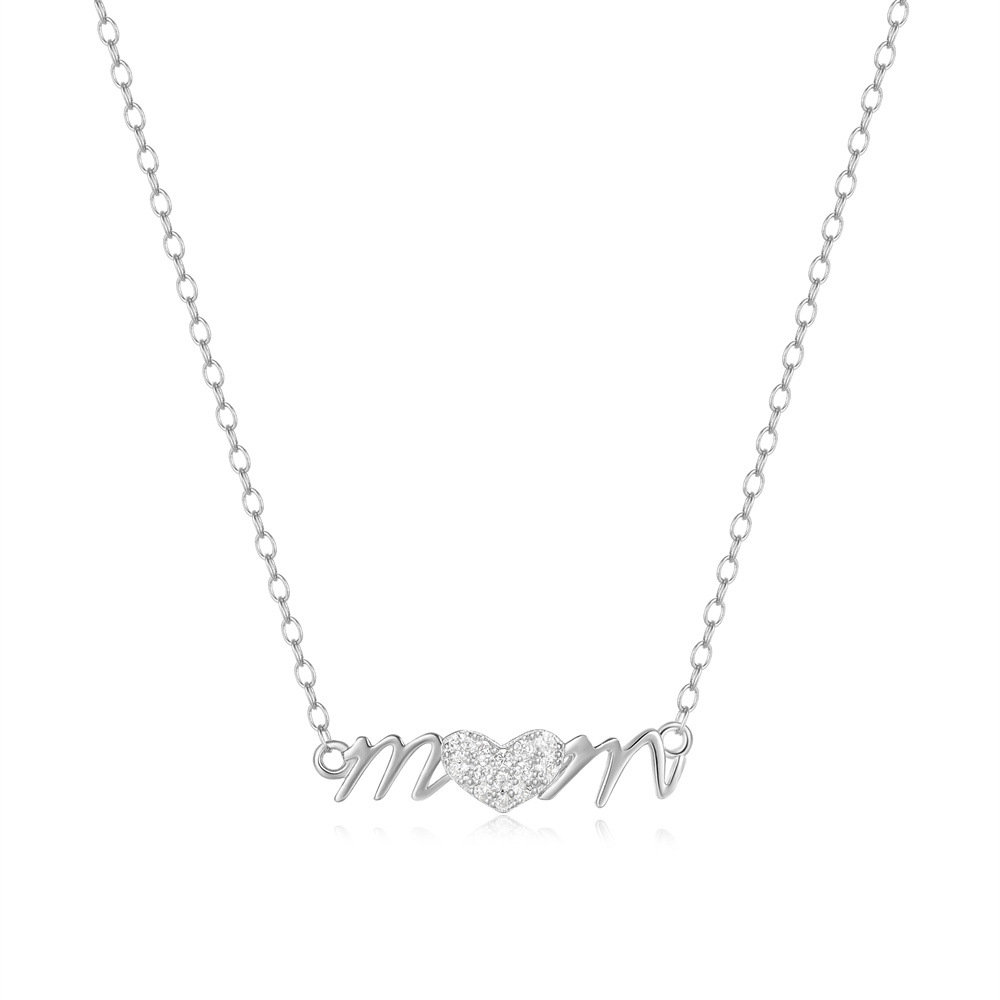 Elegante Estilo Simple Letra Forma De Corazón Plata Esterlina Enchapado Circón Collar Colgante display picture 9