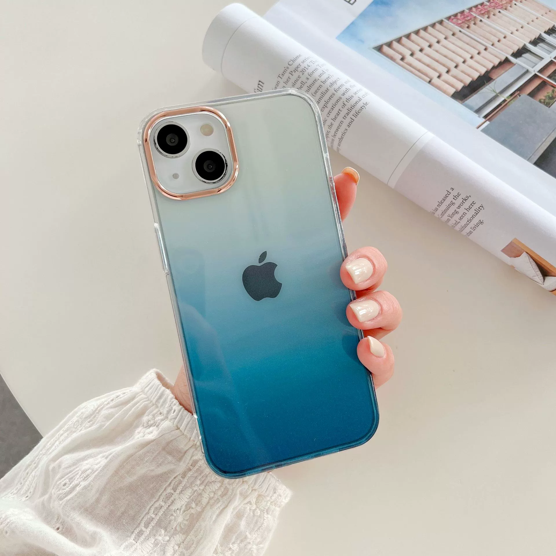 Чехол для телефона (Apple) iPhone 16 Series, градиент с электропокрытием и блёстками, ТПУ+PC