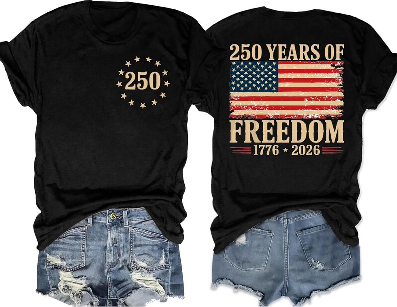 Cross-Border European Size Women's American Shirt 250Th Anniversary American Shirt July 4Th T-Shirt Usa Cross-Border European Size Women's American Shirt 250Th Anniversary American Shirt July 4Th T-Shirt Usa