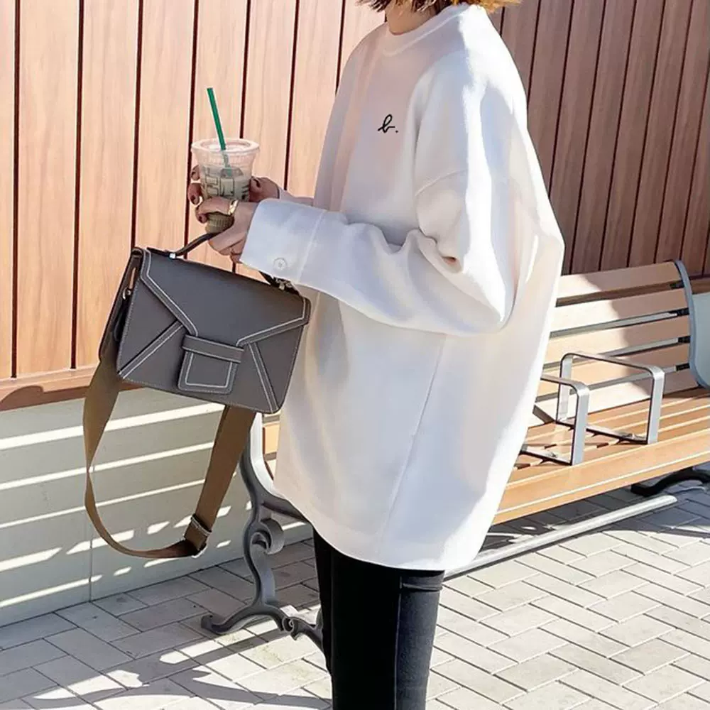 现货2024年秋季新款宽松百搭慵懒风卫衣刺绣设计感上衣女