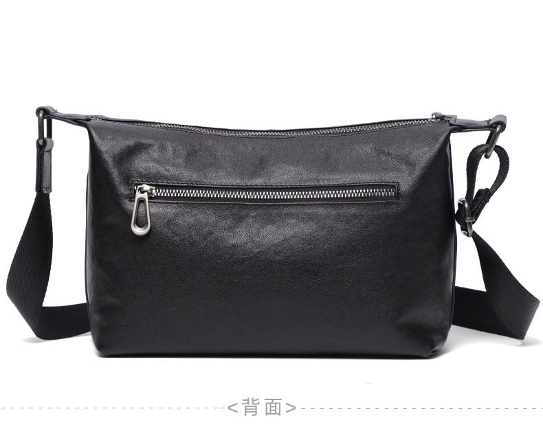 Túi đeo chéo nam da bò thật thuộc da thực vật, túi đeo vai nhẹ, túi du lịch mềm 29×11×17 cm — Màu đen chi tiết 13