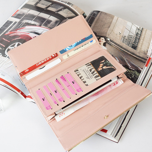 Women's Long Wallet - One-Time Dropshipping, European and American Style, Multi-Card Slot, Letter Buckle Handbag, Simple Tri-Fold Money Clip
