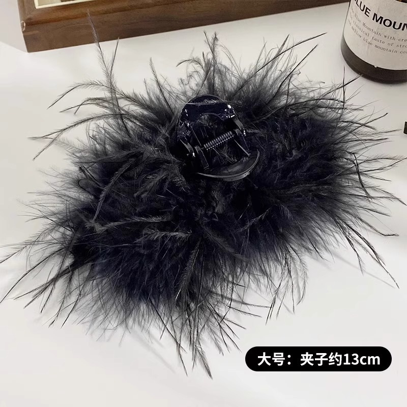 デザインメッシュフェザーグリッパー、ハイエンドで多用途なインターネットセレブヘアアクセサリー、ヘアピン、ヘッドドレス、ブラックヘッドフラワーシャーククリップ|undefined