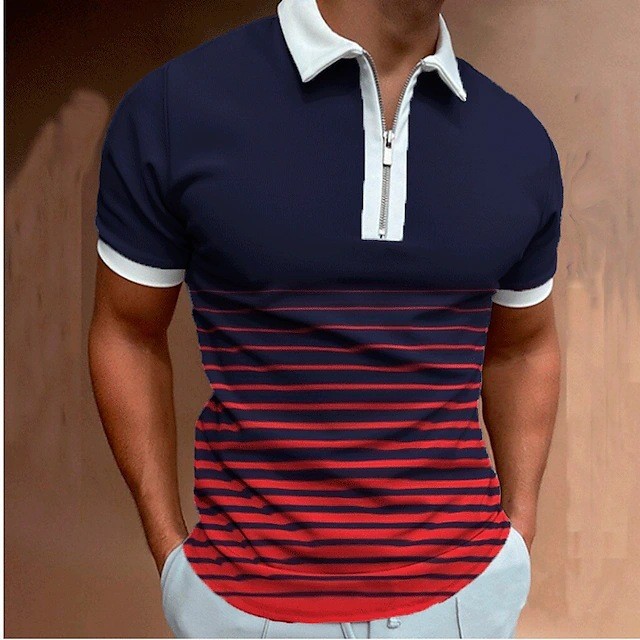 Comercio exterior europeo y americano primavera nueva moda casual popular impresión polo camiseta con cremallera hombres envío gratis