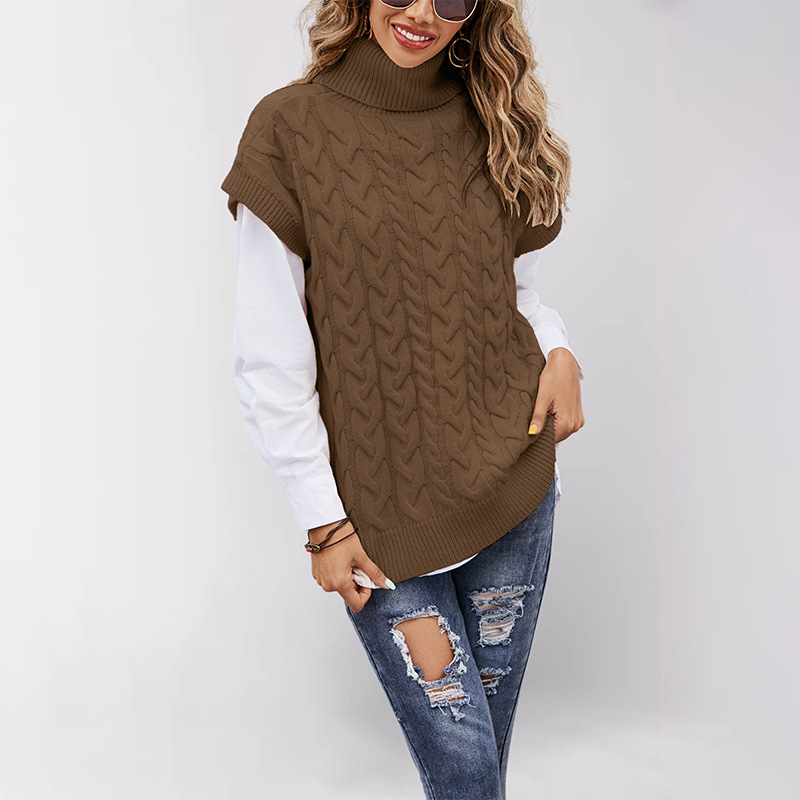 Suéter de punto sin mangas con cuello alto y cordones, estilo holgado, para mujer, moda transfronteriza de comercio exterior Amazon, otoño-invierno 2026 image 3