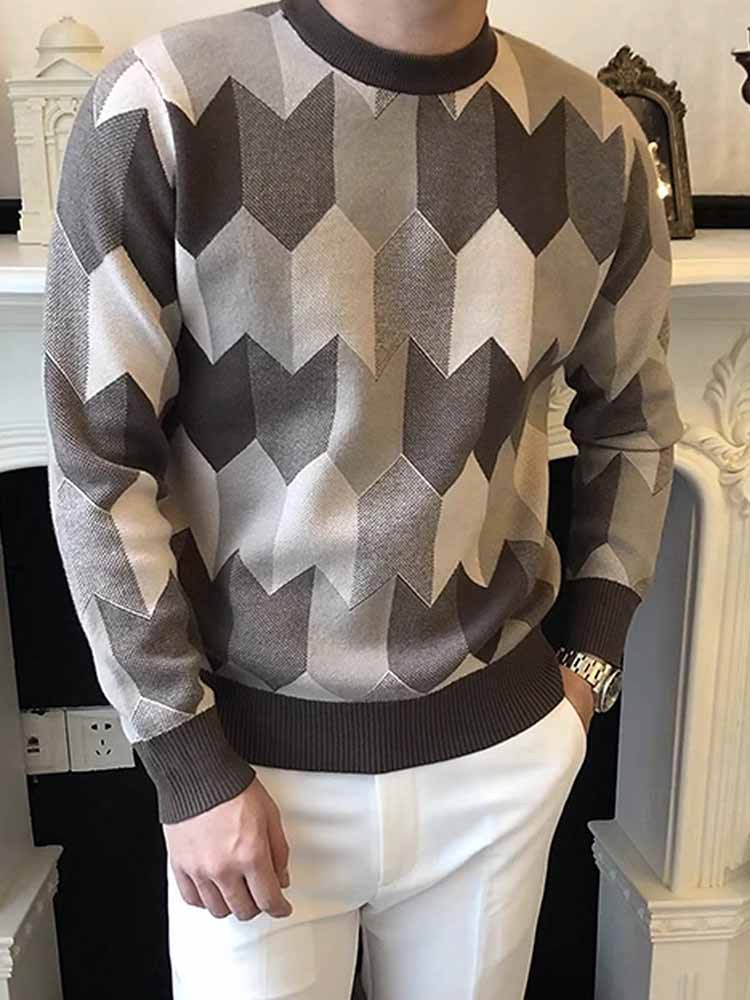 Geometric Jacquard Sweater Detailed Design
