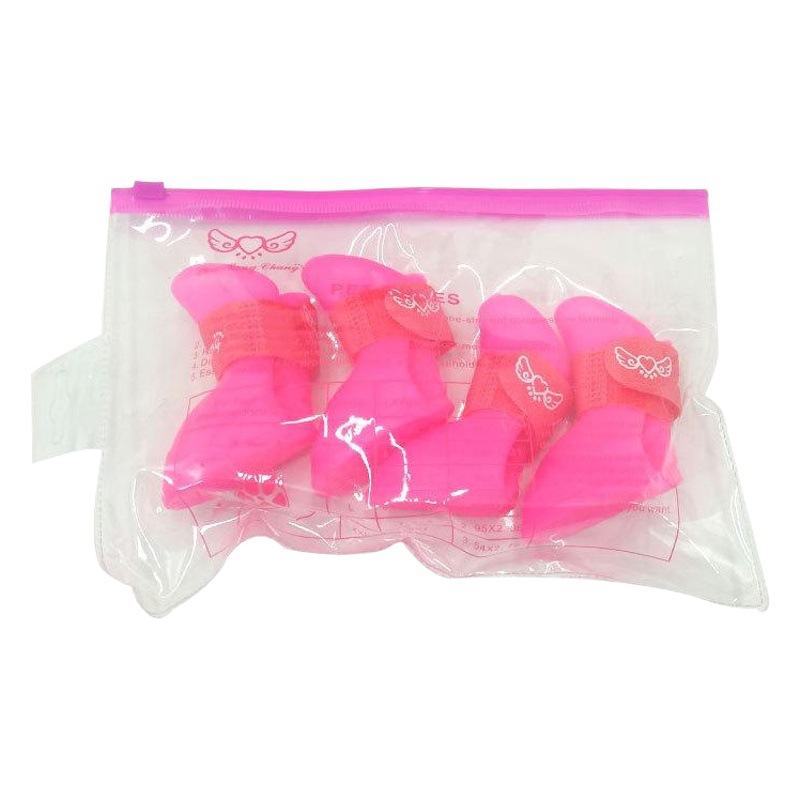 Botas de lluvia para mascotas, zapatos para perros impermeables y antideslizantes, suela suave, no se puede quitar, cubierta de pie de cachorro, zapatos para caminar de peluche, zapatos para gatos de silicona