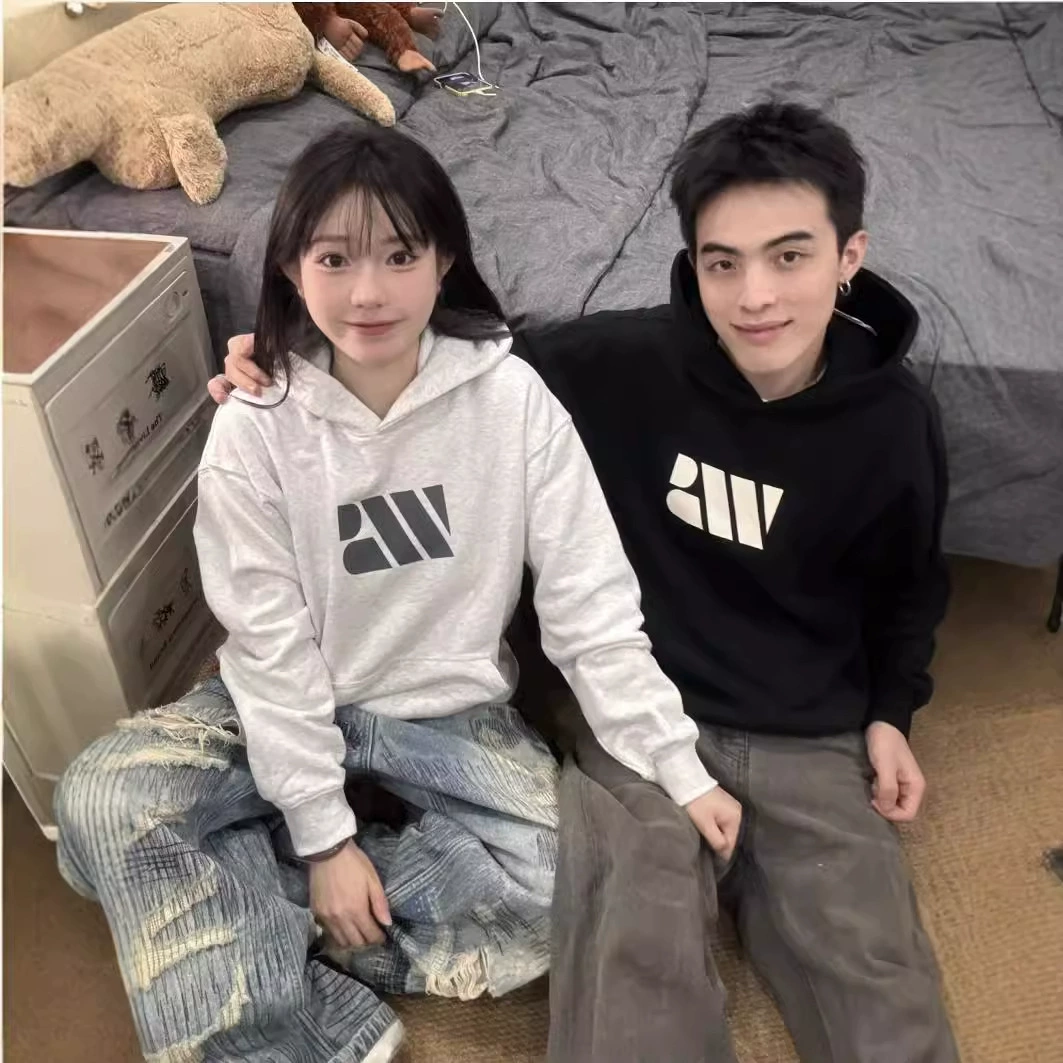 [Двойная шляпа тяжелая хлопчатобумажная тонкая модель/бархатный бархат серебряной лисы] Специальный дизайн пара с капюшоном свитер