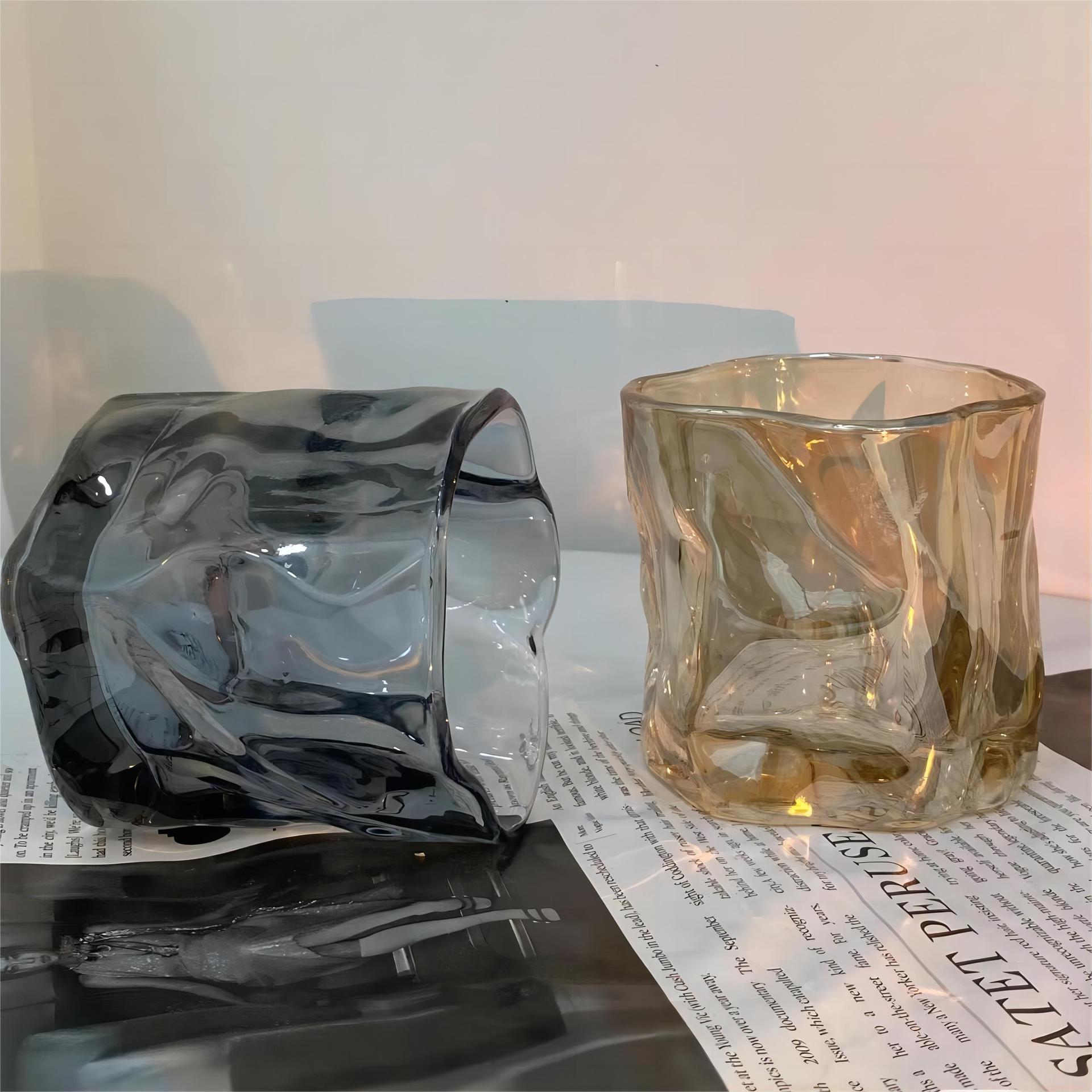 INS café universal de forma especial trenzado taza de agua productos de vidrio transparente taza de leche regalos de apertura puede ser al por mayor