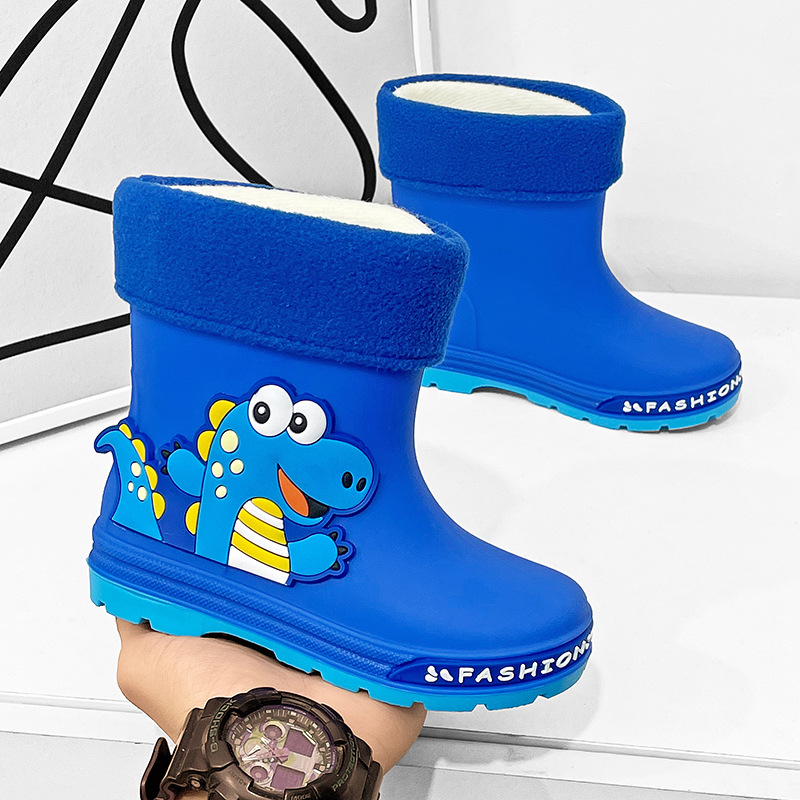 New Children's Rain Boots Cartoon Dinosaur Primary School Students' Water Shoes Non-Slip All-Season Universal Boys and Girls Baby Rain Boots Wholesale
